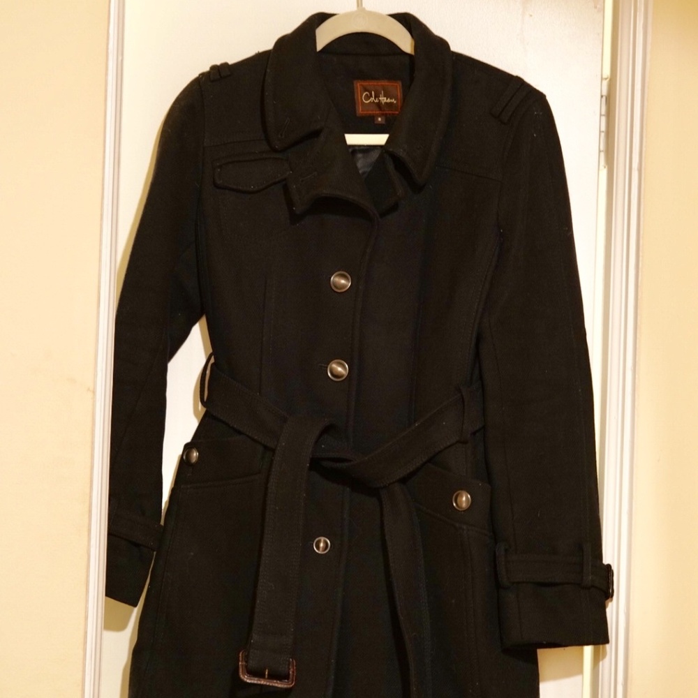 Cole Haan Wool Winter Coat, Black, Size 8
